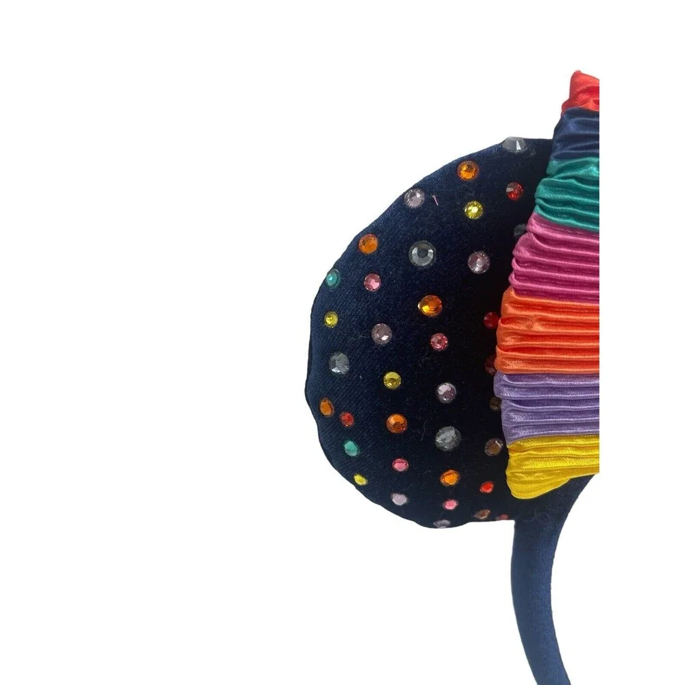 Disney Parks Minnie Mouse Rainbow Pride Jeweled Navy Ears Headband